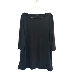Alfani Black Long Sleeve Side Slit Lightweight Office Attire Blouse Women Sz L